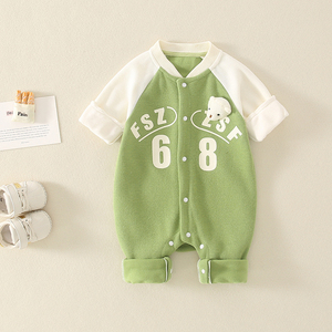 四个月宝宝衣服春季套装夏季薄款连体衣纯棉短袖新生婴儿秋装外套