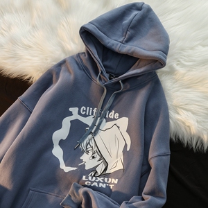 hiphop美式高街卫衣男秋冬原创设计动漫头像港风ins日系连帽外套