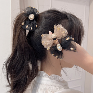 淑女蝴蝶结水钻头绳水晶扎头发皮筋韩国网红马尾盘发发圈皮套发绳