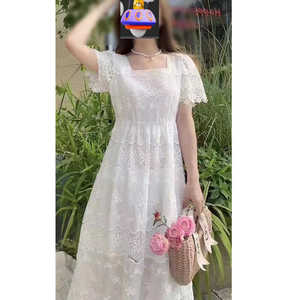 现货贝爱巴熊正品24新夏蕾丝法式小白裙刺绣连衣裙DPJPH4622AW A