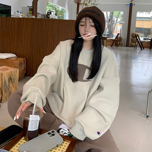 日本代购champion冠军加绒卫衣男女慵懒风中长款宽松外套ins潮流