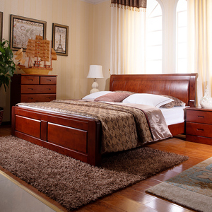 中式纯实木双人床1.5 1.8米液压全实木高箱储物床卧室环保柏木床
