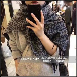韩国货现货 2020冬季新款 时尚保暖亲肤豹纹羊绒围巾女