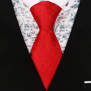 大红色印花新郎婚礼结婚喜庆真丝领带潮男士商务正装韩版送礼盒装