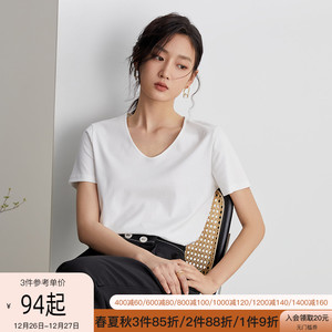 范思蓝恩211322黑科技液氨纯棉短袖t恤女夏季2021年新款休闲上衣