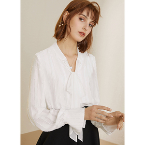 范思蓝恩雪纺白衬衫女设计感小众轻熟宽松垂感春秋长袖公主风衬衣