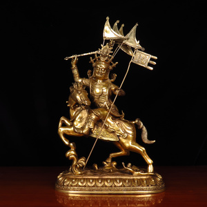 密宗藏传佛像纯铜格萨尔王像黄铜金甲衣护法像供奉神像