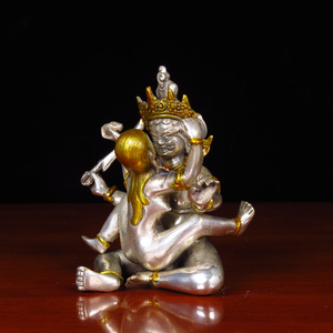 密宗铜欢喜佛黄铜欢喜财神佛像分体家居供奉家装饰品车载人物摆件