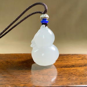 和田玉白玉葫芦吊坠寓意招财纳福福禄羊脂玉挂件男女皆可佩戴