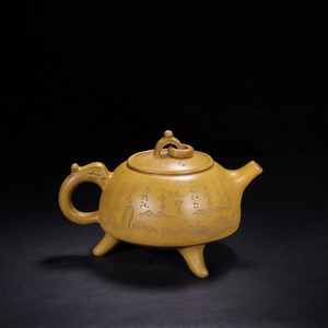 周桂珍环龙三足款老紫砂壶真品名家纯手工制作茶具古董真品收藏品