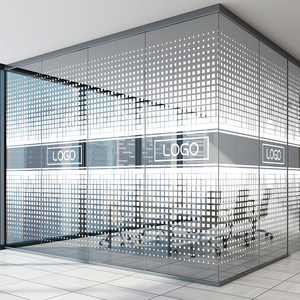 定制办公室logo公司渐变半透线条静电磨砂贴膜隔断防窥玻璃门贴纸