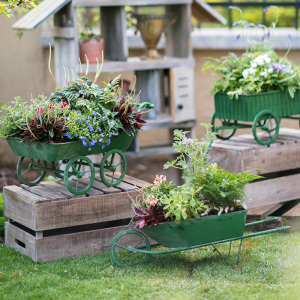 掬涵花园 小推车花车花盆铁艺独轮车花园阳台花器美式乡村田园