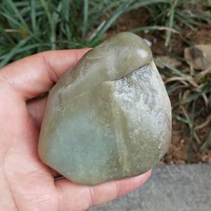 新疆和田玉原石毛料真皮籽料手把件365克89*76*36mm送证书处理价