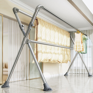 日本高档多功能折叠晾衣架室内家用可移动阳台不锈钢升降晒被子神