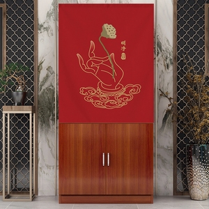 佛龛遮挡帘家用免打孔风水帘子佛堂装饰品门对门挂帘半帘短帘轻奢