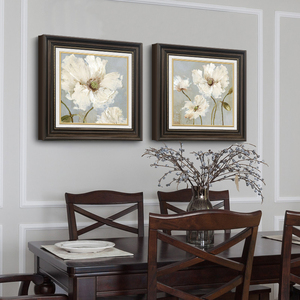 美式花卉装饰画 餐厅双联组合挂画 乡村田园风格壁画简美客厅墙画