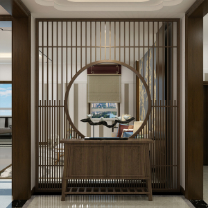 新中式隔断别墅屏风客厅卧室房间实木质装饰墙酒店镂空玄关座屏