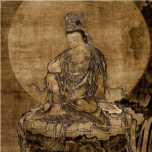 宋代国画佛像佚名如意轮观音图真迹复制原大古画人物装饰临摹画芯