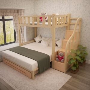 上床下t型高低床错层双层成人省空间交叉式上下铺木床折叠子母床