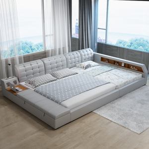 榻榻米落地床 二胎亲子床分手床2.2米大床主卧双人皮床简约双人床