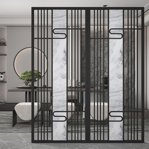 新中式铁艺屏风隔断办公室茶室玄关入户格栅进门禅意镂空装饰定制