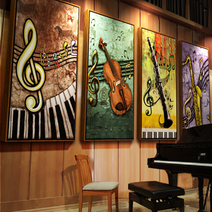 乐器装饰画学校声乐教室壁画琴行墙画培训机构楼梯走廊画音乐挂画