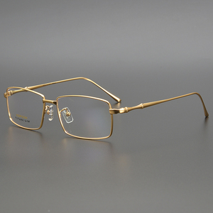 特色竹节镜腿设计深圳超轻纯钛高档全框眼镜框架配近视远视金边框