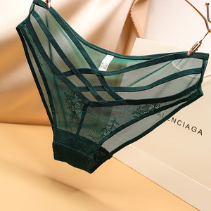 超性感内裤女蕾丝透明夏季镂空紧身少女无痕网纱低腰三角裤诱惑薄