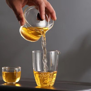 日式玻璃盖碗绿茶茶盏个人专用泡茶杯透明功夫茶具手抓壶茶碗带盖