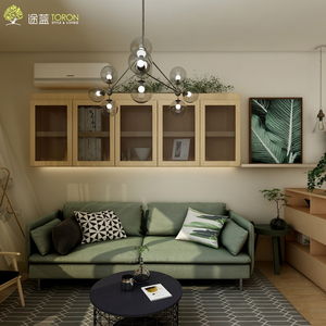 途蓝 纯实木沙发柜定制壁柜吊柜北欧简约美式客厅沙发背景墙订做