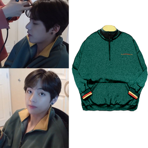 防弹少年团金泰亨同款衣服刺绣卫衣加绒外套男女立领上衣秋冬衣服