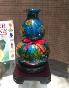 厂家直销台湾七彩玉实心葫芦花瓶代表福禄长寿桌面风水摆件