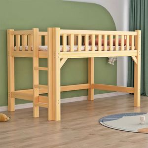 实木半高床男孩女孩儿童床家用上床下空小户型高低床单人床可拆装