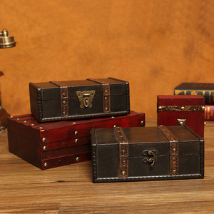 小木盒子复古密码收纳盒带锁储物盒木制桌面杂物藏宝盒家用首饰盒