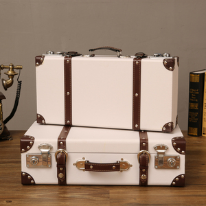 欧式复古手提收纳箱木质仿古木箱子好看皮箱轻奢行李箱展示道具箱