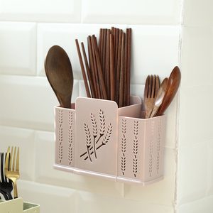 家用筷子篓厨房免打孔筷笼壁挂塑料勺子筷子筒沥水式笼贴收纳盒