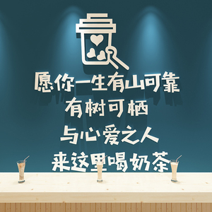 奶茶店贴纸3d立体创意背景墙壁装饰品墙贴画网红文字店铺布置自粘