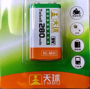 正品天球 高容量电池 280mAh 充电电池 9V镍氢电池麦克风吉他电池