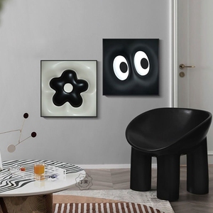 现代简约创意卧室桌面摆画黑白风壁画眼睛装饰画客厅单幅方形挂画