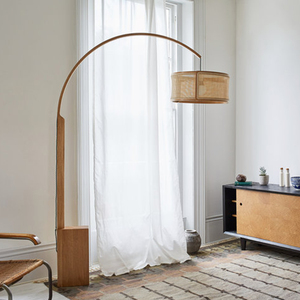 日式落地灯实木创意个性设计师客厅沙发钓鱼灯大气简约酒店样板房