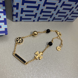 tory burch汤丽柏奇托里伯奇品牌黑色正品经典logo手链饰品