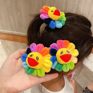 可爱笑脸太阳花发夹儿童发卡女童胸针饰品宝宝皮筋发圈不伤发头饰