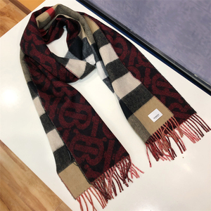 【现货】burberry/博柏利双面两用格纹拼tb羊绒围巾8022408