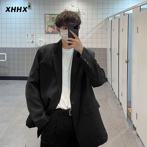 黑色西装外套男士春秋季潮流韩版修身小西服高级感休闲男装上衣
