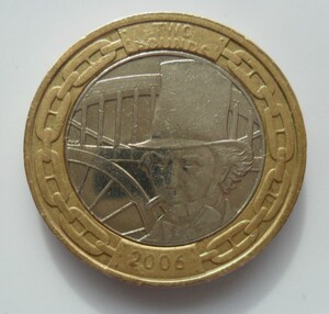 英国 2006年 布鲁内尔的成就 2英镑 双金属 纪念币(流通品)