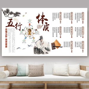 养生馆装饰画五脏六腑图经络挂图宣传图片体质调理海报五行养生图