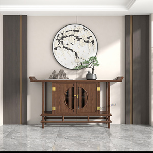 新中式实木玄关柜条案门厅柜供桌香案台翘头柜白蜡木玄关桌储物柜