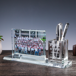 水晶笔筒照片班级定制毕业季礼物留念同学聚会纪念品创意相框摆件