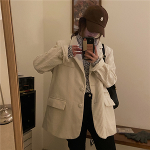 ins复古港味灯芯绒加绒加厚衬衫外套女冬季韩版学生保暖长袖衬衣