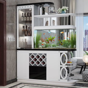 简约现代进门风水玄关鱼缸酒柜屏风隔断间厅客厅装饰门厅双面鞋柜